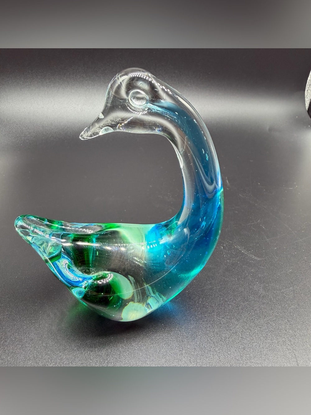 Vintage Murano Style Art Glass Hand Blown Swan Figurine Paperweight